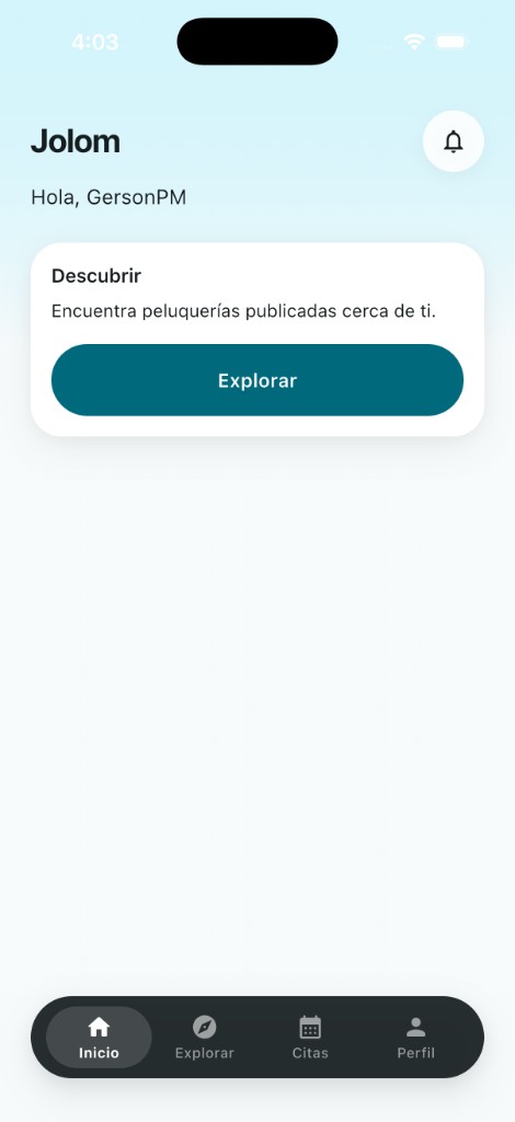 Pantalla de inicio de Jolom